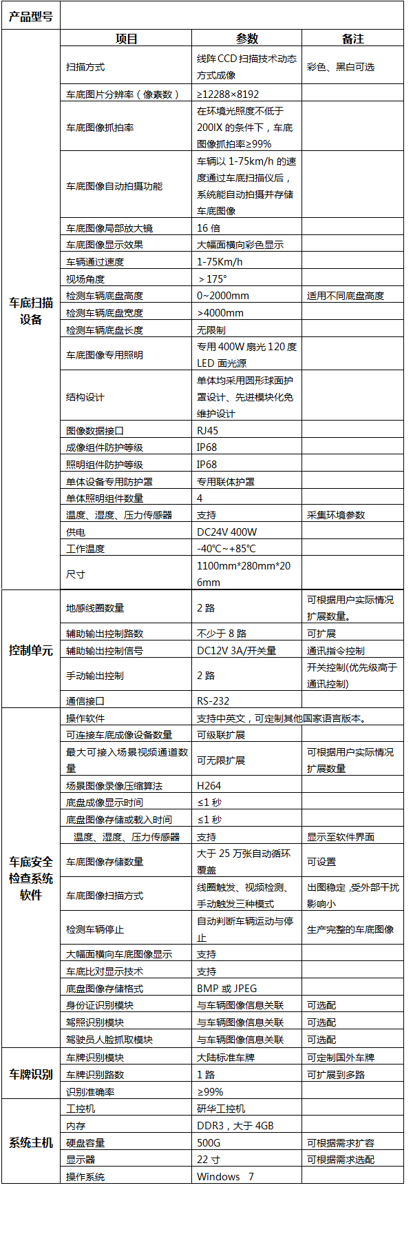 固定式车底扫描系统